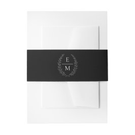 Faixa Decorativa Para Convite Aliança de casamento preta com monograma branco La