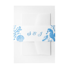 Faixa Decorativa Para Convite Azul Elegante de Centáurea em Aquarela Costeira