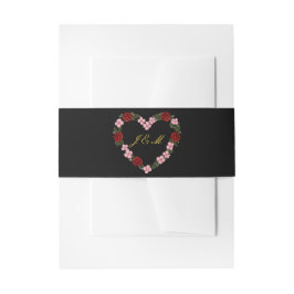 Faixa Decorativa Para Convite Black invitation band with a pink and red heart