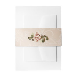Faixa Decorativa Para Convite Blush Invitation Belly Band com Rosa