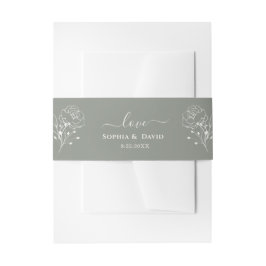 Faixa Decorativa Para Convite Boho Minimalista Floral Sage Casamento Verde Monog