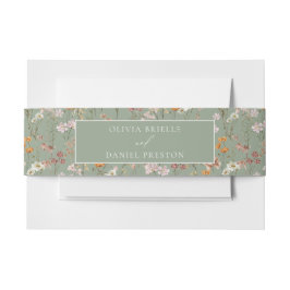 Faixa Decorativa Para Convite Boho Wildflower Sage Green Garden Casamento