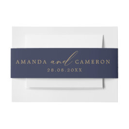 Faixa Decorativa Para Convite Casamento Azul do Marinho de Caligrafia Dourada ro