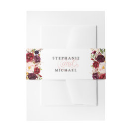 Faixa Decorativa Para Convite Casamento Burgundy Red Floral Boho