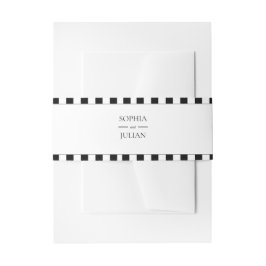 Faixa Decorativa Para Convite Casamento com borda xadrez preta e branca elegante