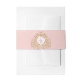Faixa Decorativa Para Convite Casamento com Monograma de Rosa Rococó Francês
