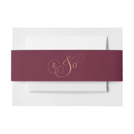 Faixa Decorativa Para Convite Casamento com Monograma em Dourado e Borgonha