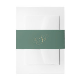 Faixa Decorativa Para Convite Casamento com Monograma Verde Esmeralda
