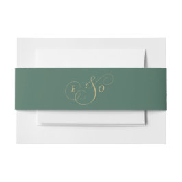 Faixa Decorativa Para Convite Casamento com Monograma Verde Esmeralda