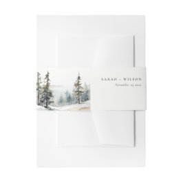 Faixa Decorativa Para Convite Casamento de Aquarela de Pinheiros de Inverno
