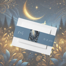 Faixa Decorativa Para Convite Casamento de Floresta Dourada e Azul da Meia-Noite