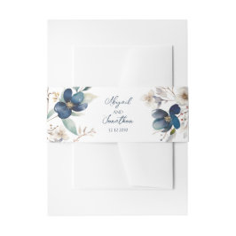 Faixa Decorativa Para Convite Casamento de Inverno Floral Azul Elegante
