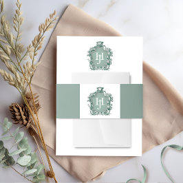 Faixa Decorativa Para Convite Casamento do Monograma Verde do Eterno Elegante