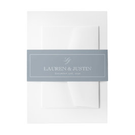 Faixa Decorativa Para Convite Casamento Elegante Azul Dusty Com Script Monograma