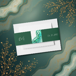 Faixa Decorativa Para Convite Casamento Elegante de Teal Marble Watercolor