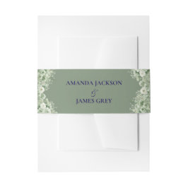 Faixa Decorativa Para Convite Casamento Floral Branco Verde Salvia