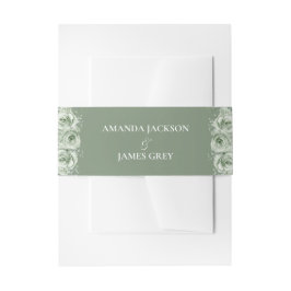 Faixa Decorativa Para Convite Casamento Floral Branco Verde Salvia
