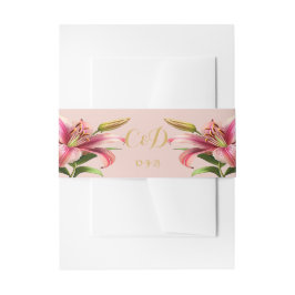 Faixa Decorativa Para Convite Casamento Floral Cor-de-Rosa Elegante