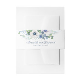 Faixa Decorativa Para Convite Casamento Floral de Anêmona e Cardo Azul Empoeirad