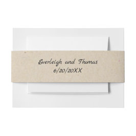 Faixa Decorativa Para Convite Cinturão de Cartolina Rustic Beige Faux Kraft Mono