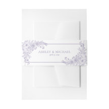 Convite de Casamento de Arte de Linha de Lavanda V