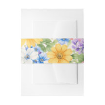 Convite de Casamento Flor de Jardim Aquarela Faixa