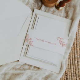 Faixa Decorativa Para Convite Convite de casamento Floral Laranja Moderno Belly 