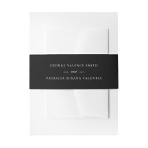 Convite de Casamento Preto Faixa de Cintura Wrap