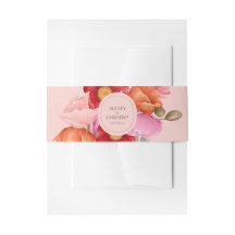 Convite Faixa Ventral de Papoula em Aquarela Rosa 