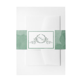 Faixa Decorativa Para Convite Cor Verde Elegante, Casamento Monograma