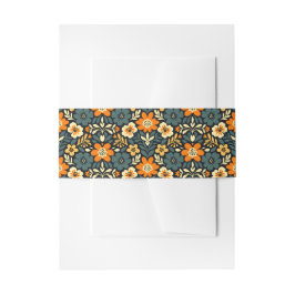 Faixa Decorativa Para Convite Design Floral Moderno de Laranja e Turquesa