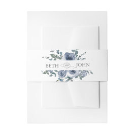 Faixa Decorativa Para Convite Dusty Blue Floral & Grey 
