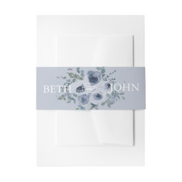 Faixa Decorativa Para Convite Dusty Blue Floral & Grey 
