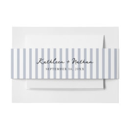 Faixa Decorativa Para Convite Dusty Blue Striped Wedding Belly Band