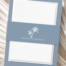 Faixa Decorativa Para Convite Dusty Blue Tropical Palm Tree Beach Weding
