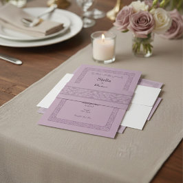 Faixa Decorativa Para Convite Elegant Dusty Rose Mauve Vintage Pattern Wedding