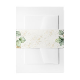 Faixa Decorativa Para Convite Eucalyptus Greenery e Acentos Dourados Casamento