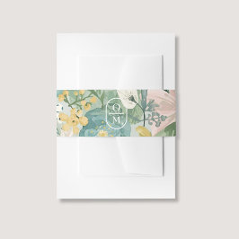 Faixa Decorativa Para Convite Floral Watercolor Monogram Wedding Invitation 