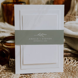 Faixa Decorativa Para Convite Folha mínima | Sage Green Wedding
