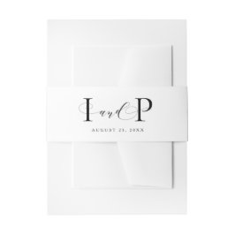 Faixa Decorativa Para Convite Iniciais formais de casamento preto e branco