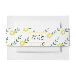 Faixa Decorativa Para Convite Iniciais tipográficas padrão de flores amarelas ca
