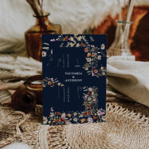 Marinho Azul Pequeno Flor Selvagem Banda de Casame