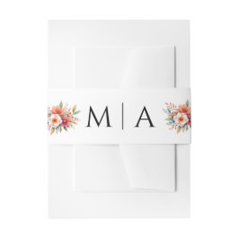 Faixa Decorativa Para Convite Minimal Chic Terracotta Flores Monograma Brancas