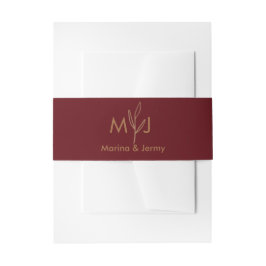Faixa Decorativa Para Convite Modern Burgundy Golden Leaflet Monogram 