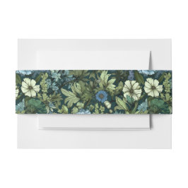 Faixa Decorativa Para Convite Padrão de Flores Selvagens Victorianas Azuis e Ver