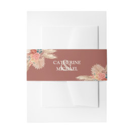 Faixa Decorativa Para Convite Pampas Grass Floral Terracotta Boho Casamento Chic