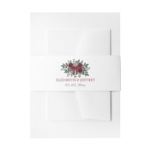 Red Bow Botanical Floral Winter Christmas Wedding