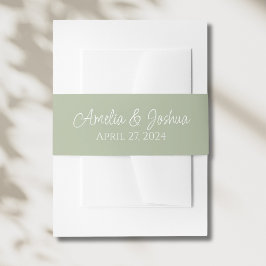 Faixa Decorativa Para Convite Sage Green Wedding Invitation Belly Banda