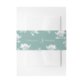 Faixa Decorativa Para Convite Sage Green White Roses Floral Wedding