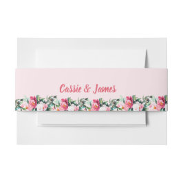 Faixa Decorativa Para Convite Soft Pink Peony & Eucalyptus Floral Wedding 